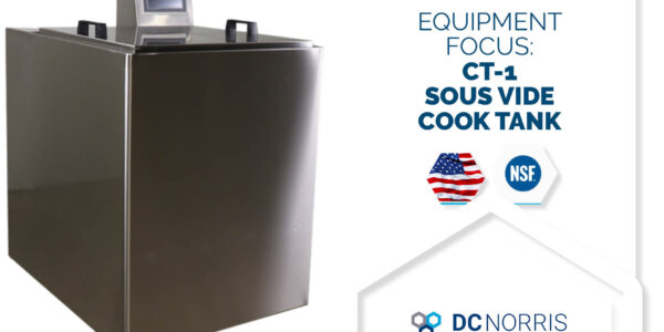 dc norris model ct-1 sous vide cook tank on a white background next to a headline that reads: Equipment Focus: CT-1 Sous Vide Cook Tank